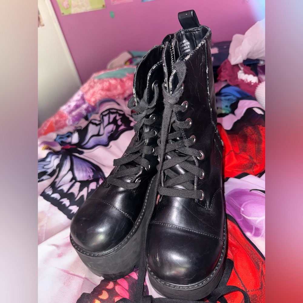 Current Mood Black Combat Platform Boots